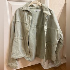 Zara Sage Green Denim Jacket